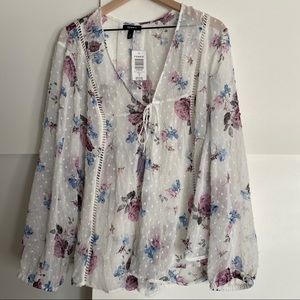 Torrid Long Sleeve Floral Clip Dot Kimono